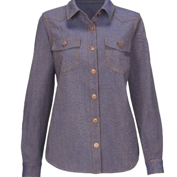 CAbi The Workshop Shirt Size Small Lilac Blue Style 4299 Button Down Shirt - Picture 2 of 7